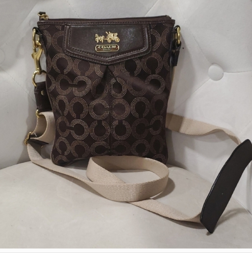 Coach Madison Chocolate Brown Signature Messenger Crossbody  Bag - Picture 10 of 10